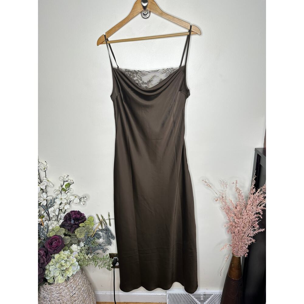 CHARCOAL Fated Maxi Satin Slip Dress Chocolate Brown Sz AU 12/US 8 NWT $98 {Y27} - Picture 2 of 5